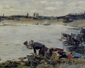 尤金 布丹 : Laundresses on the Bankes of the Touques